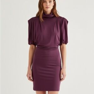 Elizabeth and James burgundy maroon silk stretch jersey dress - size Small (S)
